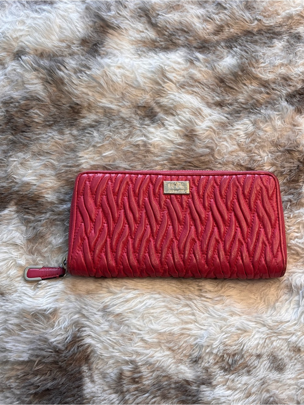 Pink Coach Quilted Zip Wallet - Women Bags